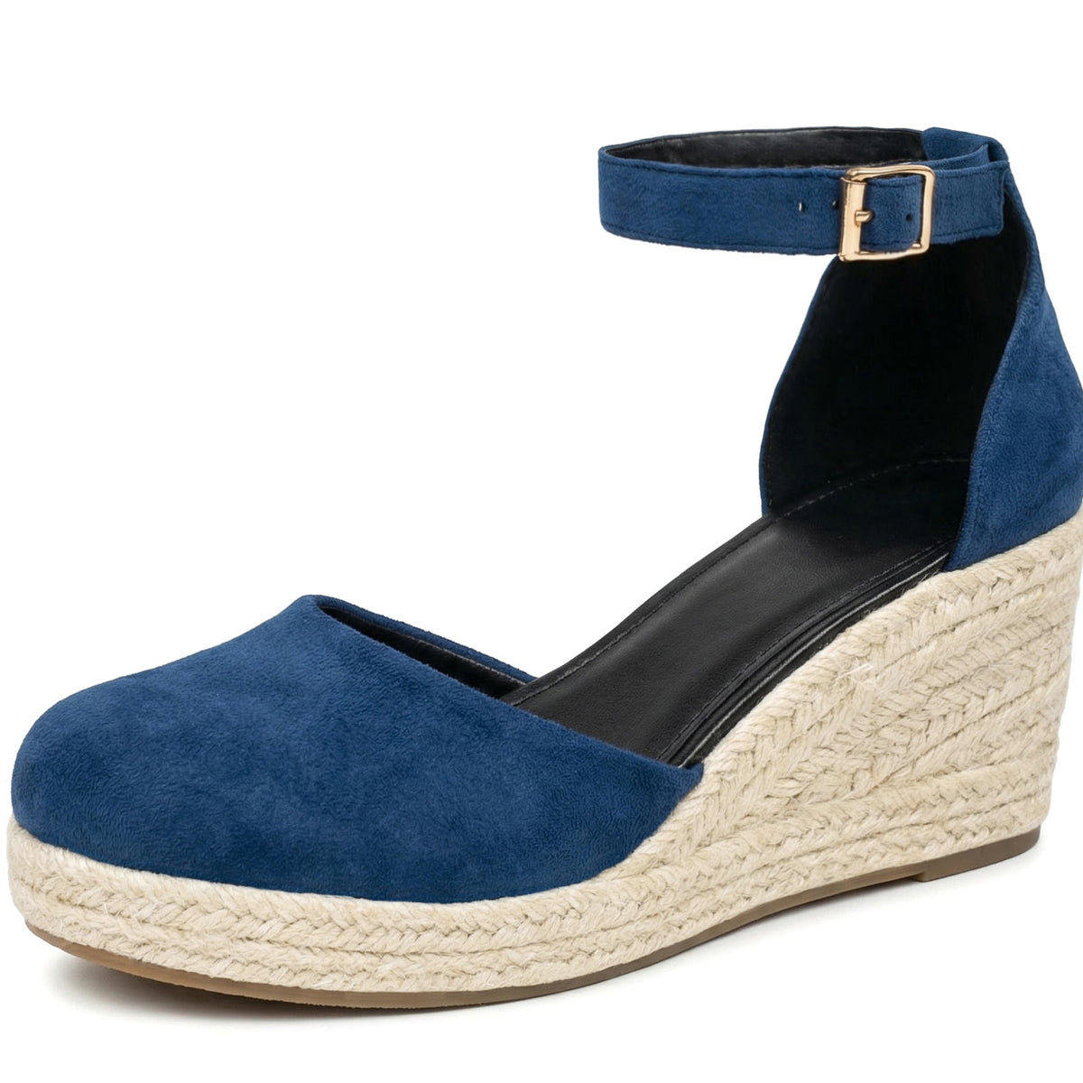 Women's Elodie Closed-Toe Espadrille Wedge Sandals - Velvet Platform Sandals with Adjustable Velcro Ankle Strap (US 4-10.5)