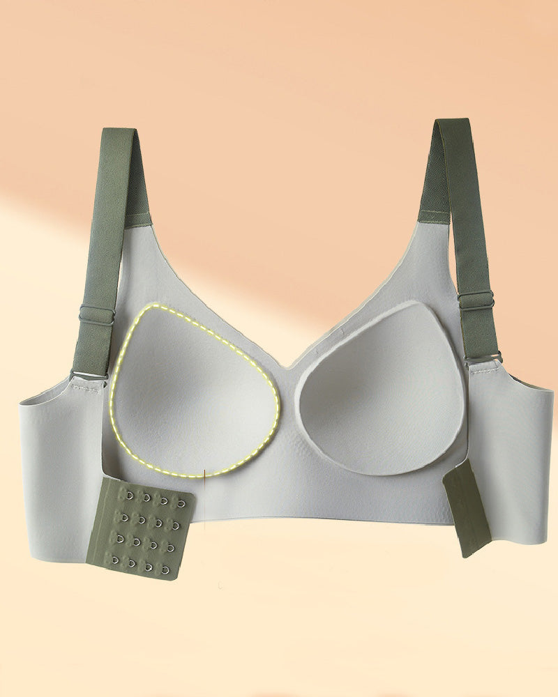 Seamless Contrast Color Wireless Soft Anti-sagging Push Up Sleep Bra  - By Qivii