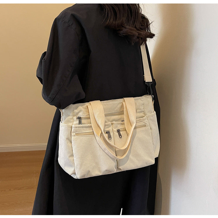 Women's Corduroy Tote Bag Large Capacity Convertible Shoulder & Crossbody Bag | Casual & Versatile Everyday Handbag