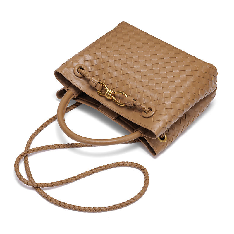 Women's Artisan Weave Tote - Expandable Crossbody with Butterfly Motif & Structured Silhouette