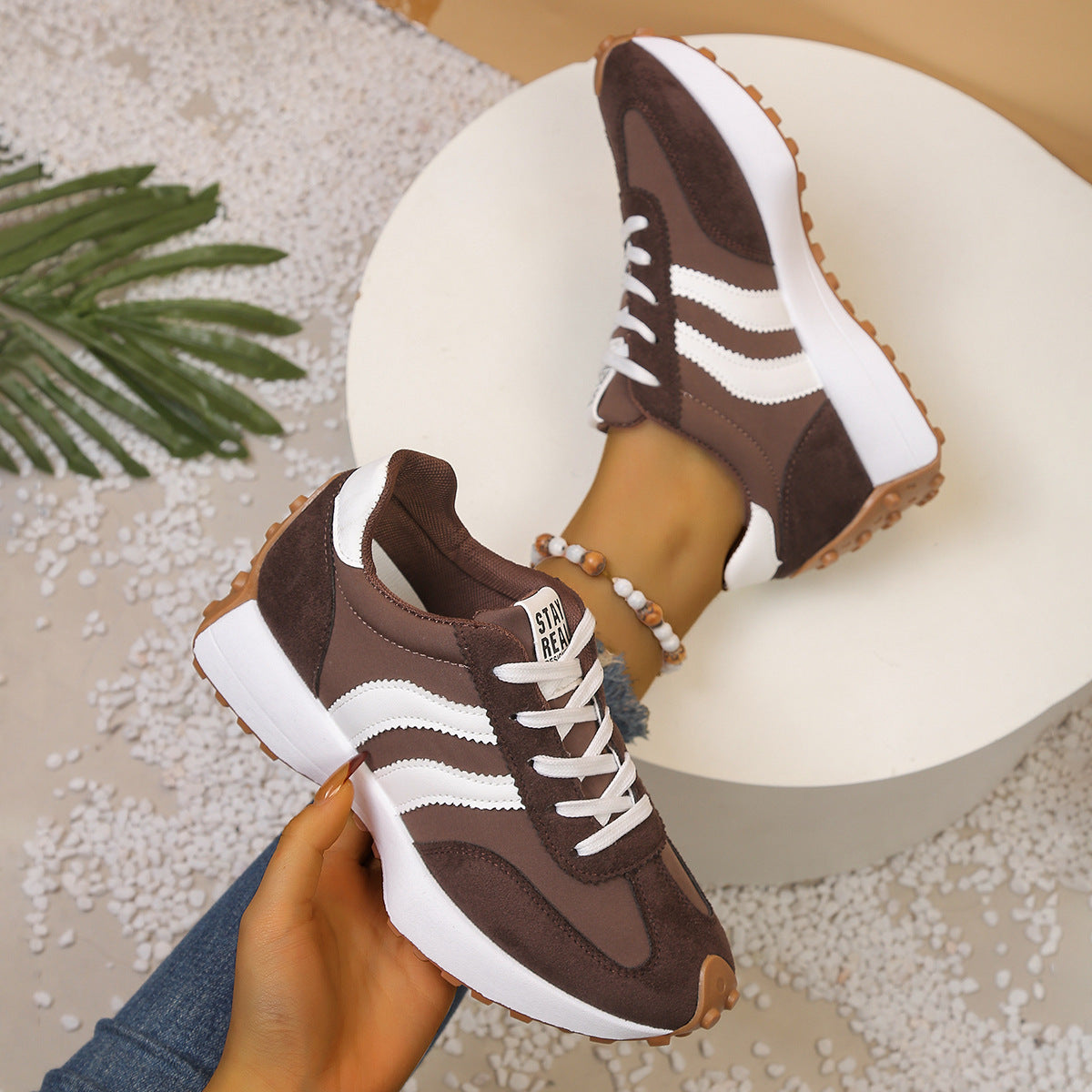 Women's Athena Curve Chunky Retro Runner Sneakers – Extended-Size Vintage Dad Walking Shoes with Sculpted Waist (US 5–11.5)