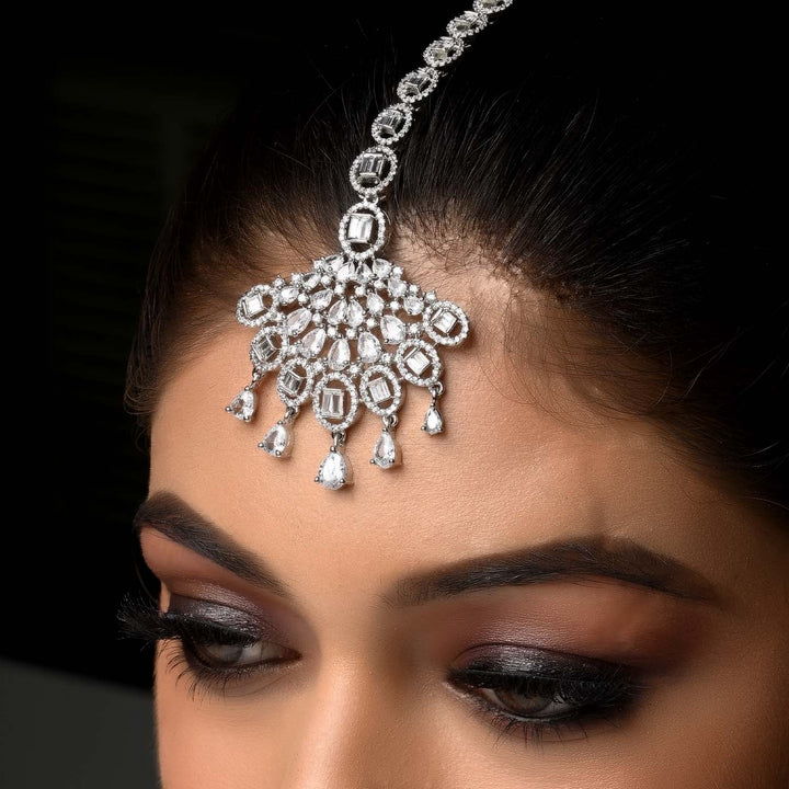 Taniya American Diamond Silver Plated Beautiful Teeka