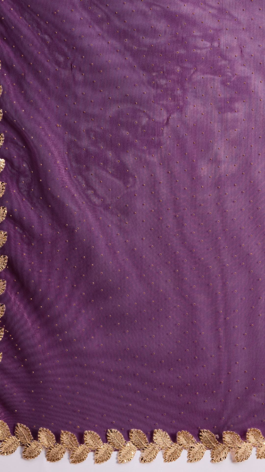 Purple Golden Attractive Cutwork Golden Sequins work lace Saree