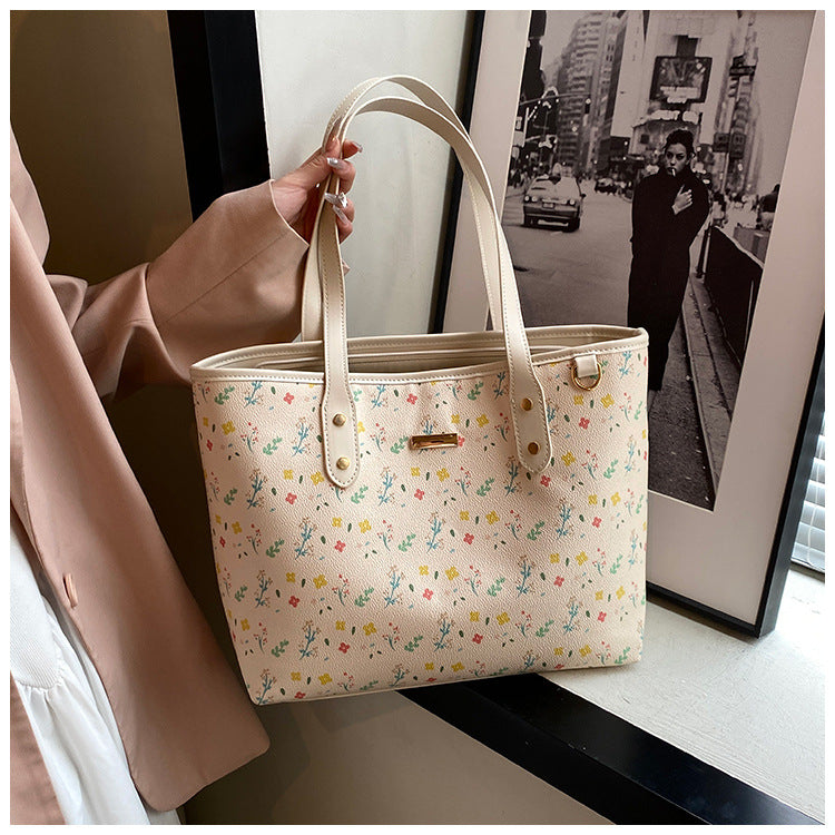 Women‘s Large Capacity Floral Tote Bag | Fashionable & Versatile Daily Commuter Shoulder Bag