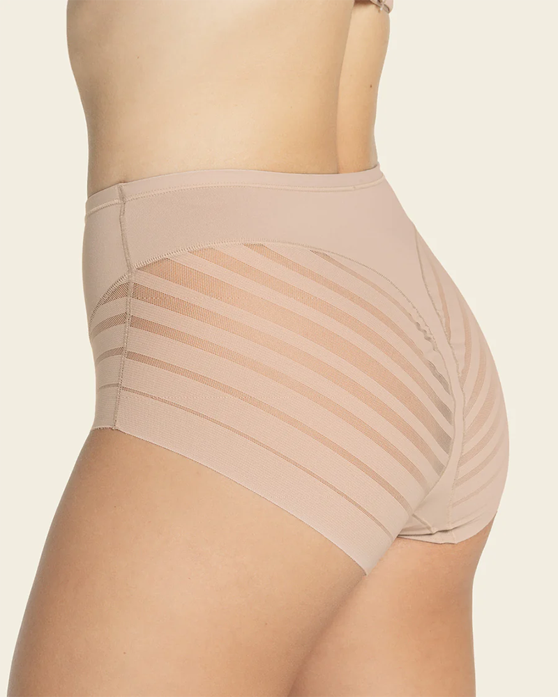 Lace Stripe Undetectable High Waist Briefs Underpants  - By Qivii