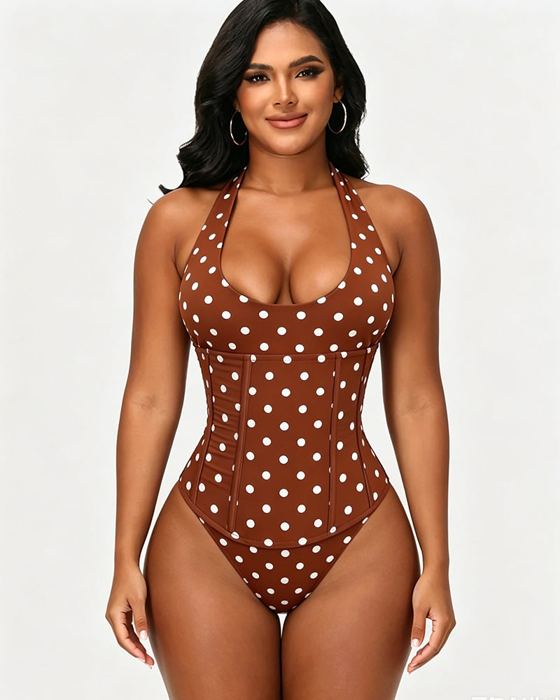 Hourglass Corset Body Shaper Waist Cincher Swimsuit Two-Piece Set  - By Qivii