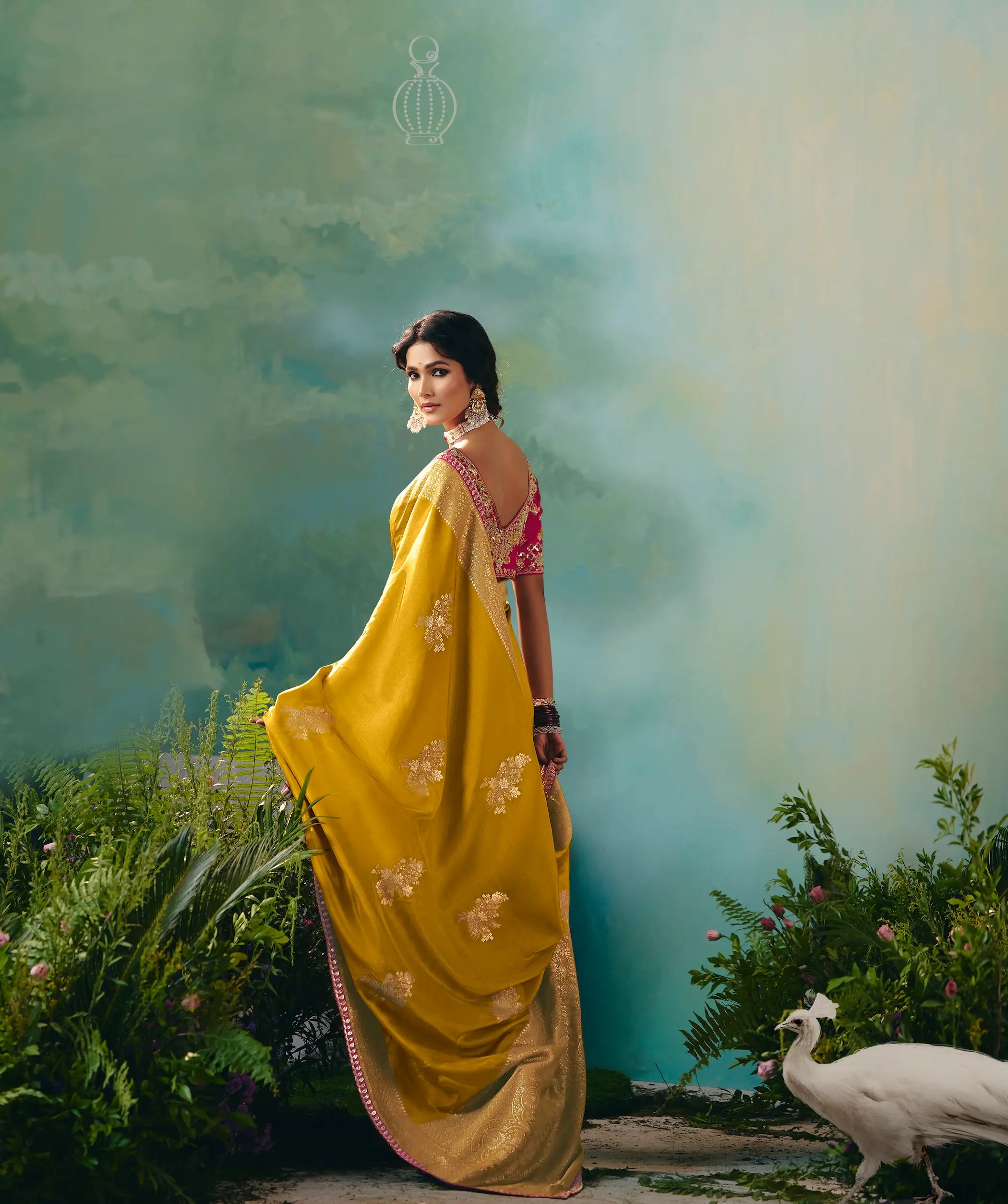 Bee Yellow Dola Silk Saree With Embroidery Work Blouse - qivii