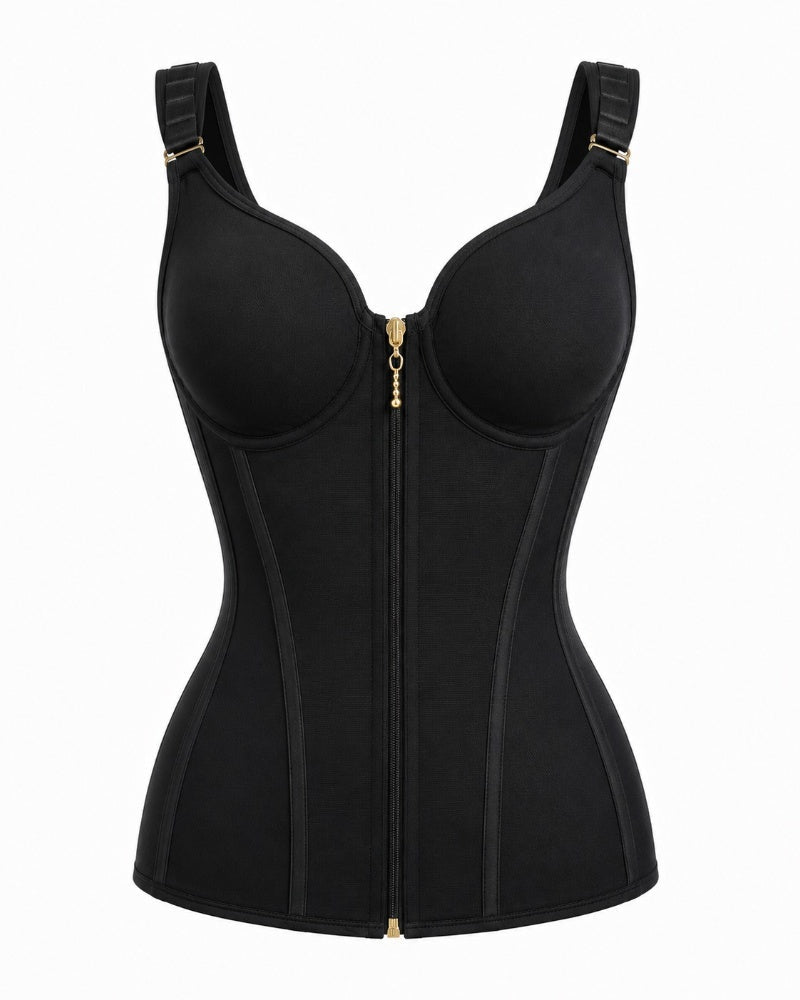 Double Compression Long Slimming Faja Waist Trainer Zipper Vest with Bra