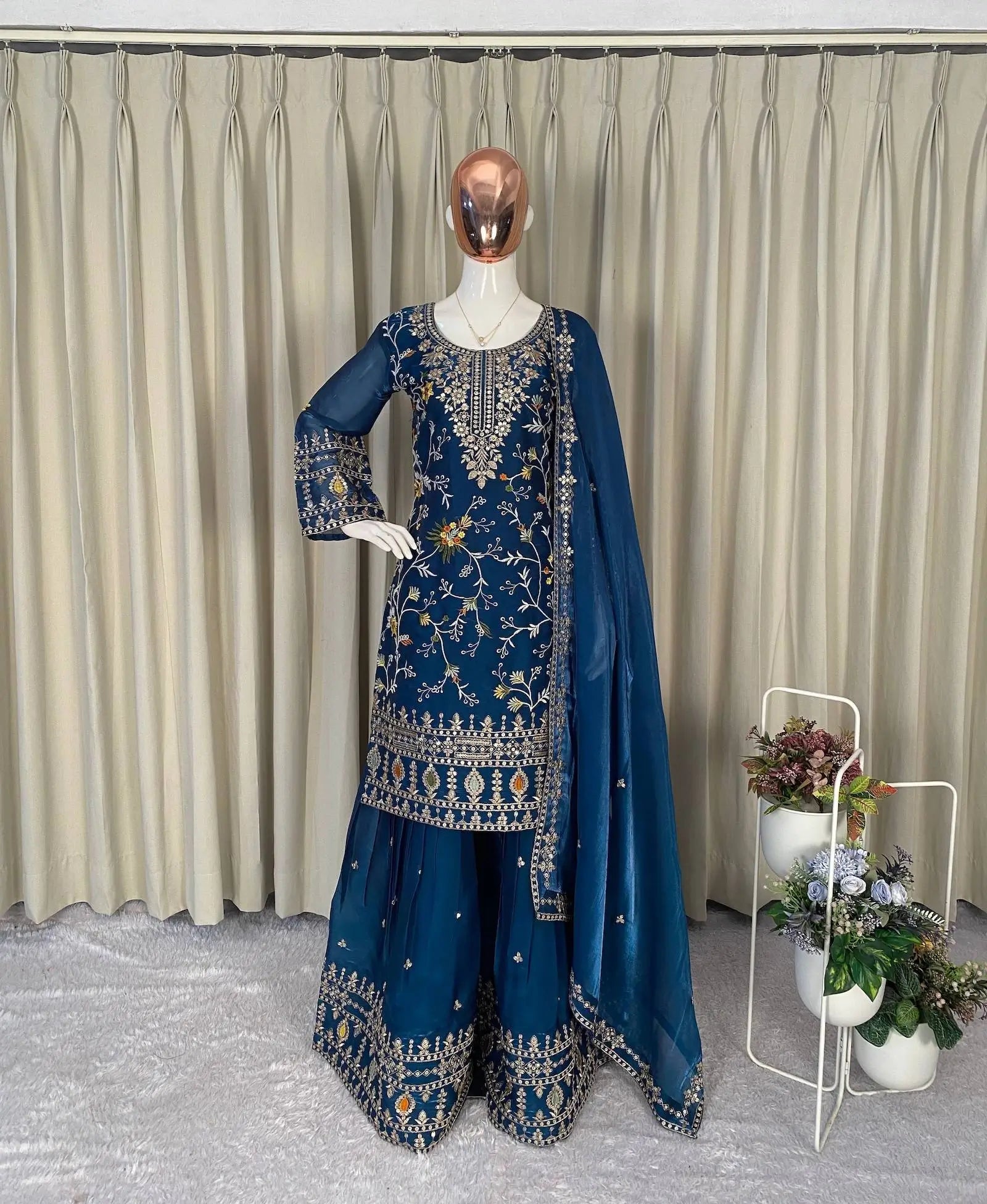 Dark Teal Jimmy Choo Embroidery Salwar Suit
