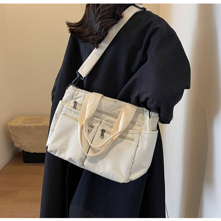 Women's Corduroy Tote Bag Large Capacity Convertible Shoulder & Crossbody Bag | Casual & Versatile Everyday Handbag