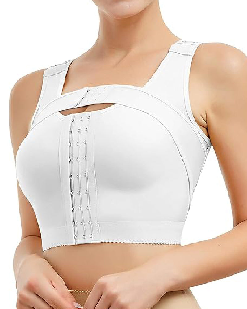Front Closure Post Surgery Compression Shapewear Bra With Breast Support Belt  - By Qivii