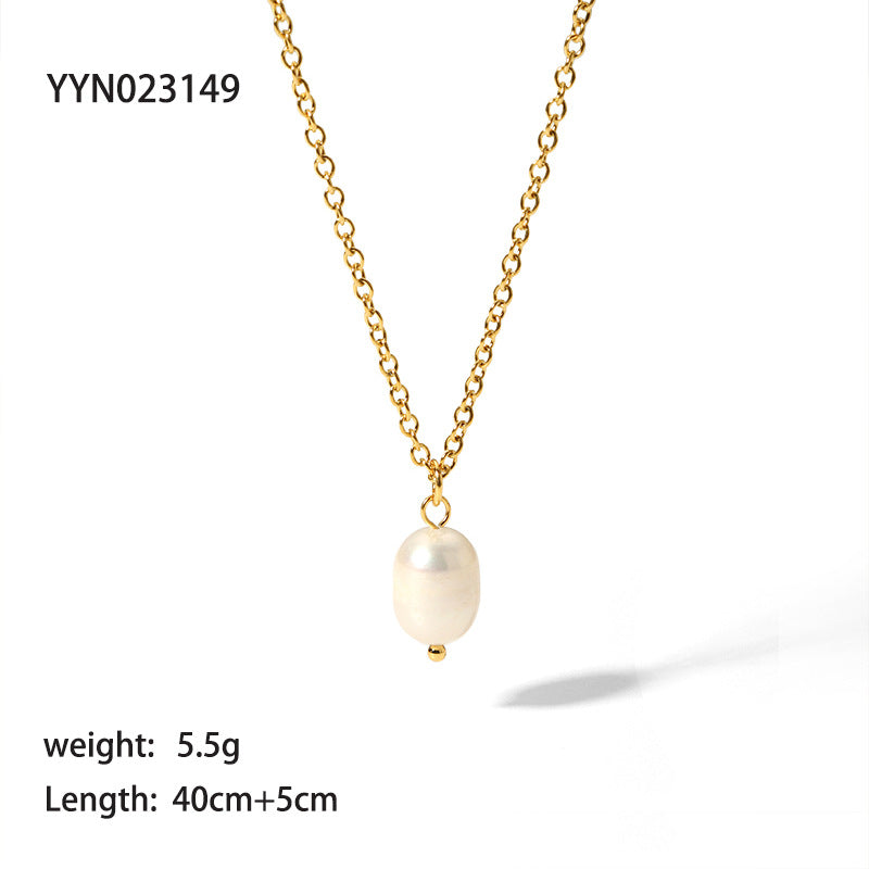 Freshwater Pearl Pendant High-grade 18k Golden Clavicle Chain Women's Fashion Necklace Ornament