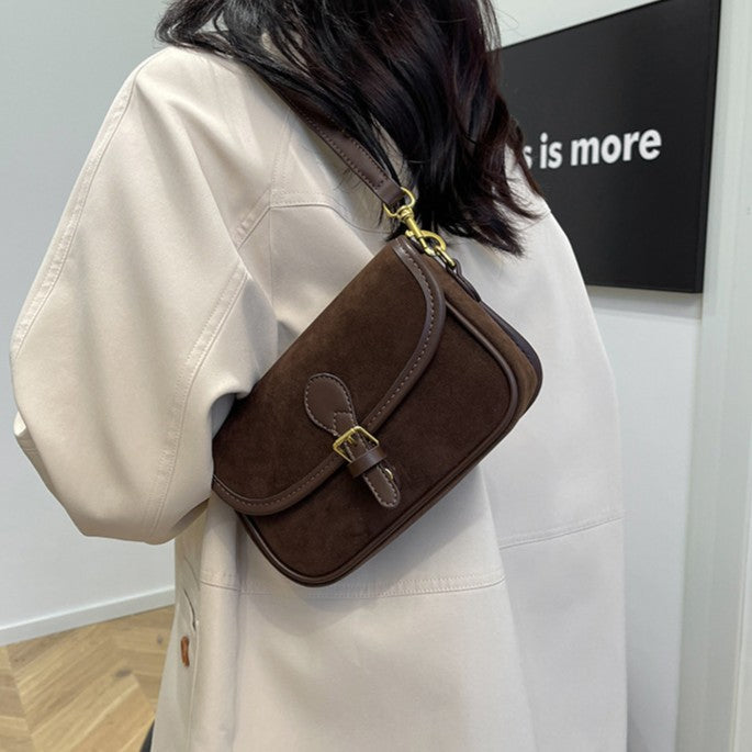 Women's Saddle Luxe Sling Bag - Matte Vintage Crossbody with Signature Buckle & Adjustable Wear