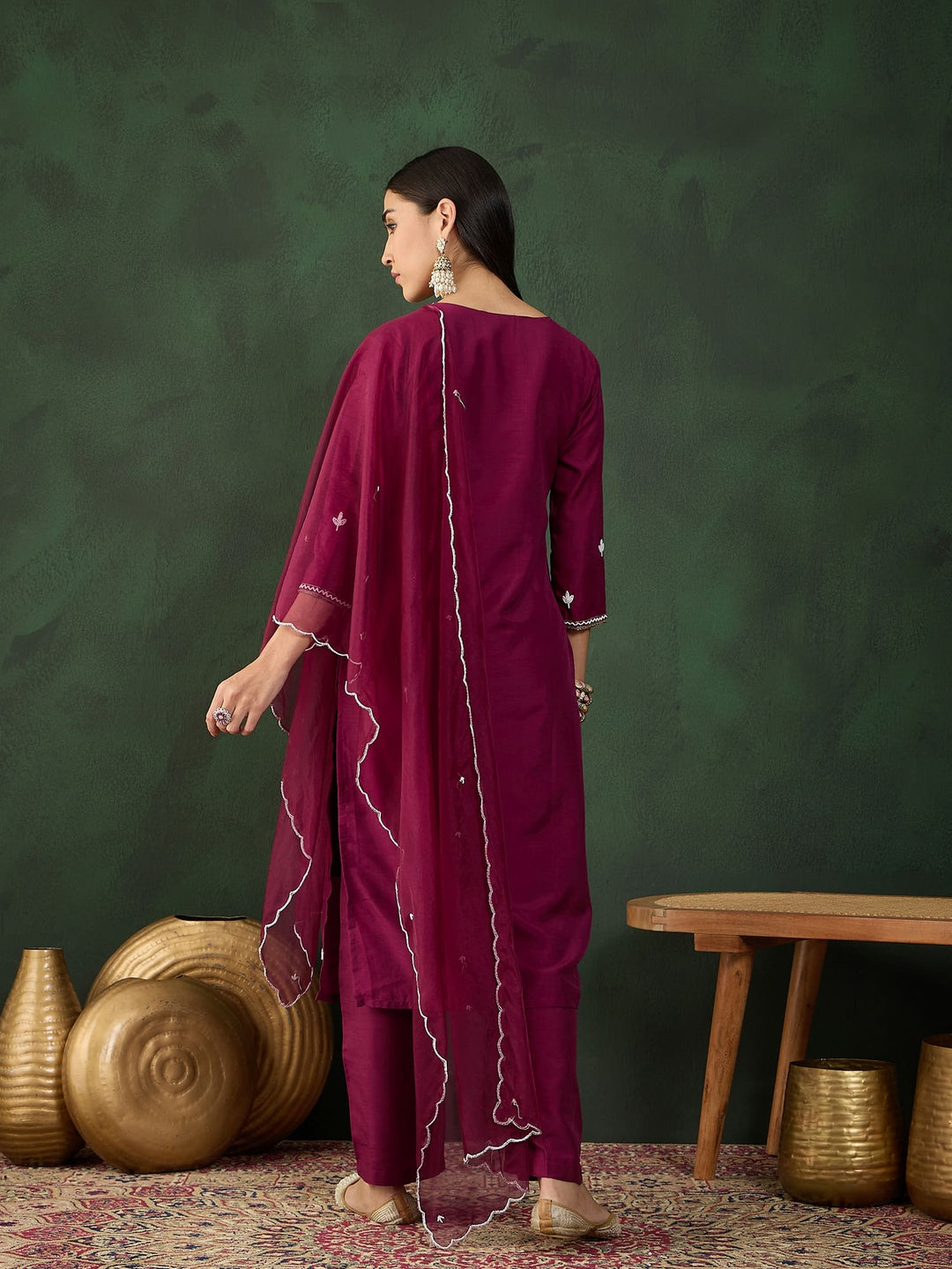 Wine Color Festive Wear Kurta Set