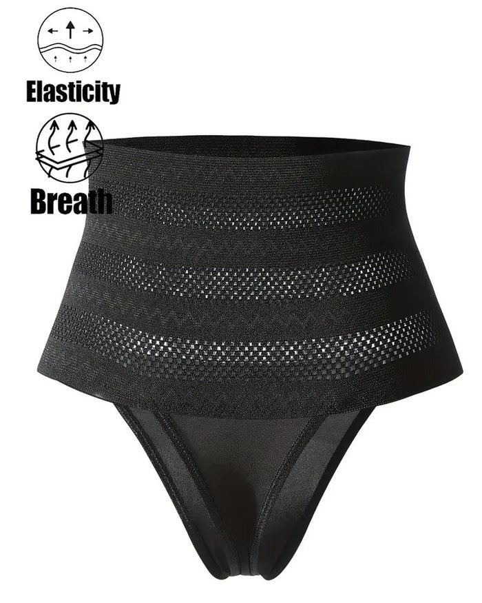 Women's High Waist Shaping Thong Breathable Tummy Control Shapewear Panty  - By Qivii