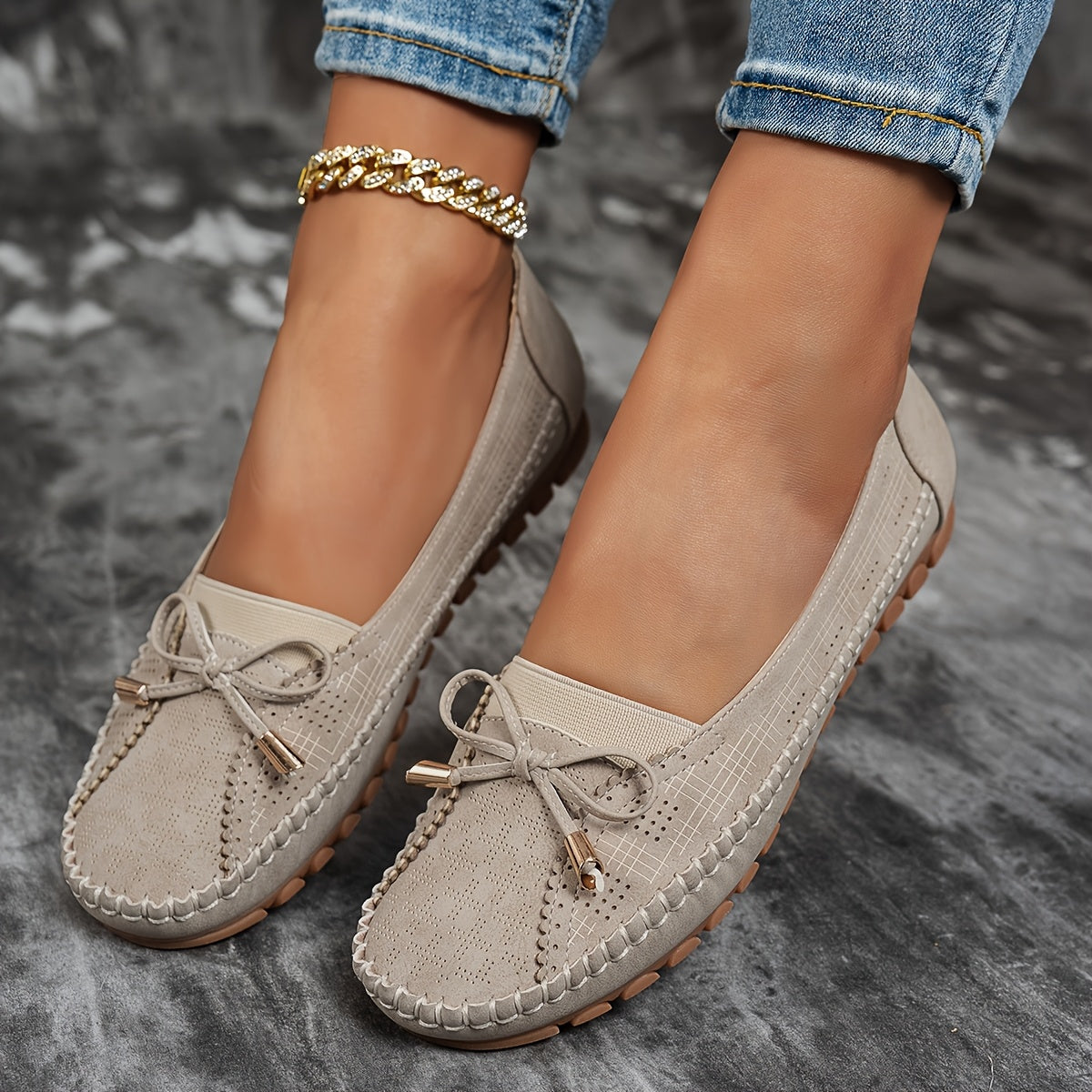 Sabine – Weiche Komfort-Loafer mit zarter Schleife  - By Qivii