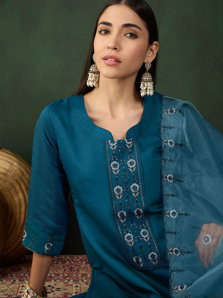 Teal Color Festive Wear Kurta Set