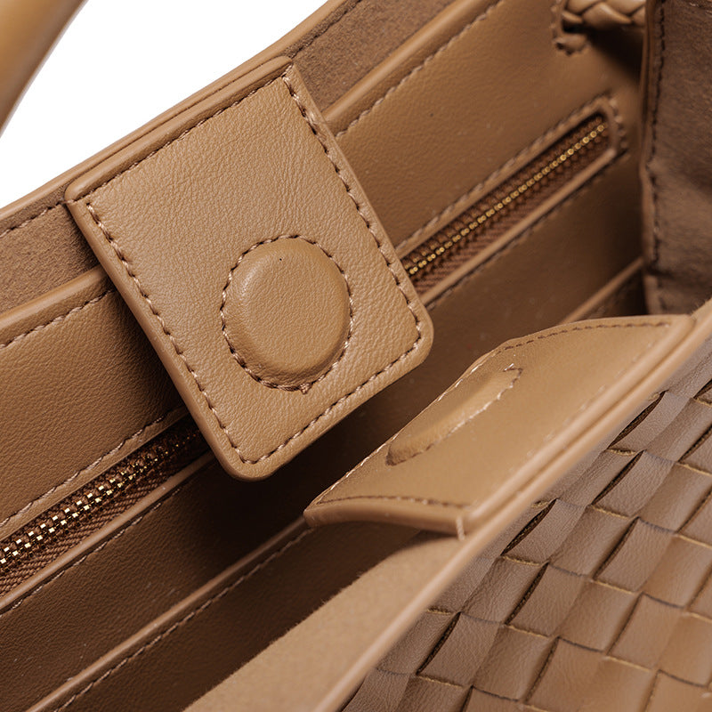 Women's Artisan Weave Tote - Expandable Crossbody with Butterfly Motif & Structured Silhouette