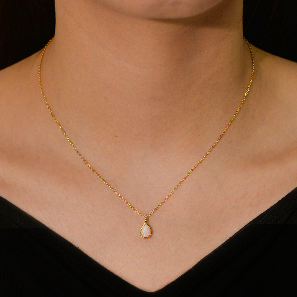 S925 Sterling Silver Waterdrop Pendant Clavicle Necklace