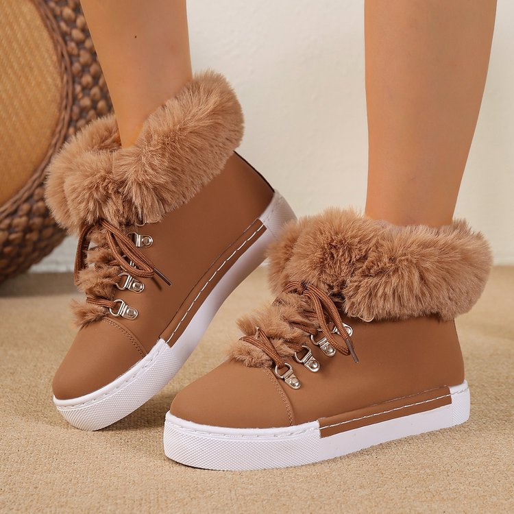 Women's Heritage Plush Snow Boot - Platform Winter Boots with Faux Fur Lining & Classic Lace-Up Design (US 5-10.5)