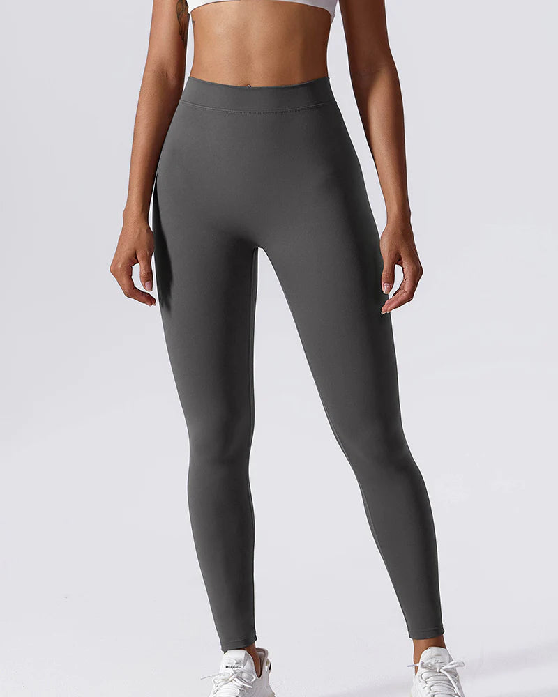 Sculpting V-Back Ruched Leggings Peach Butt Lifting Yoga Pants  - By Qivii