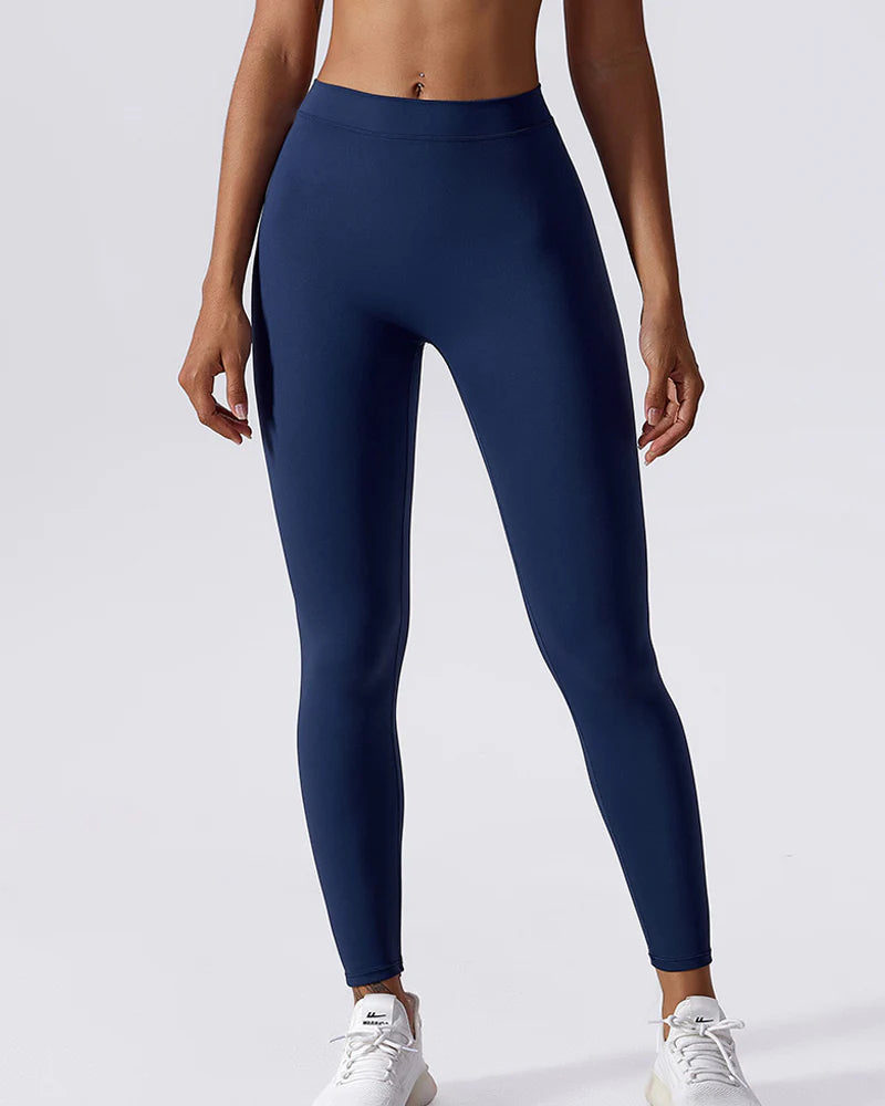 Sculpting V-Back Ruched Leggings Peach Butt Lifting Yoga Pants  - By Qivii