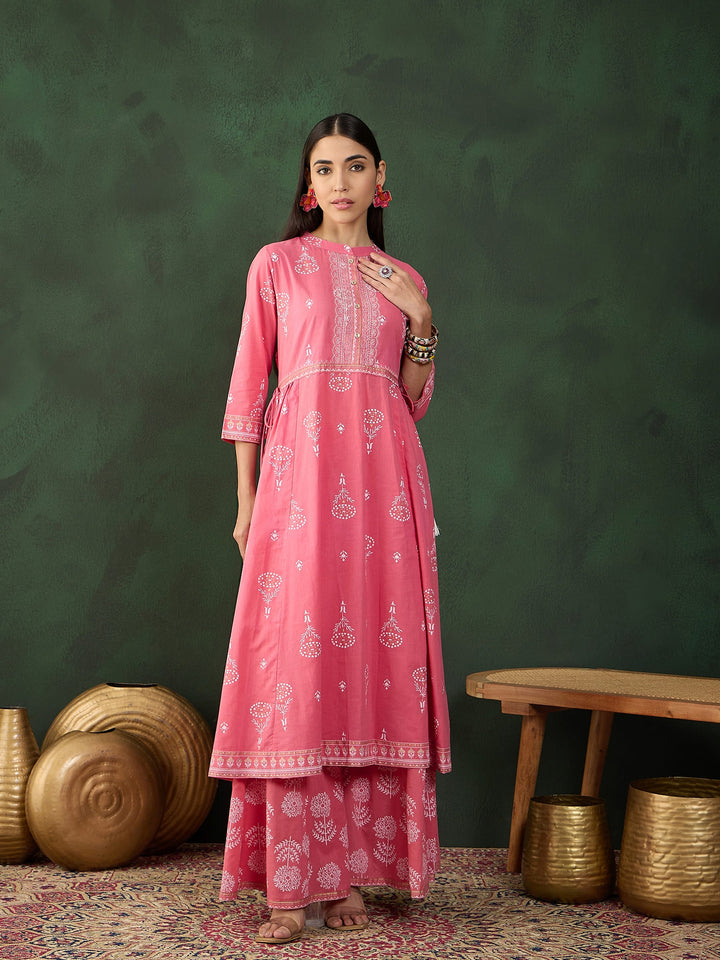 Pink Color Festive Wear Kurta Set