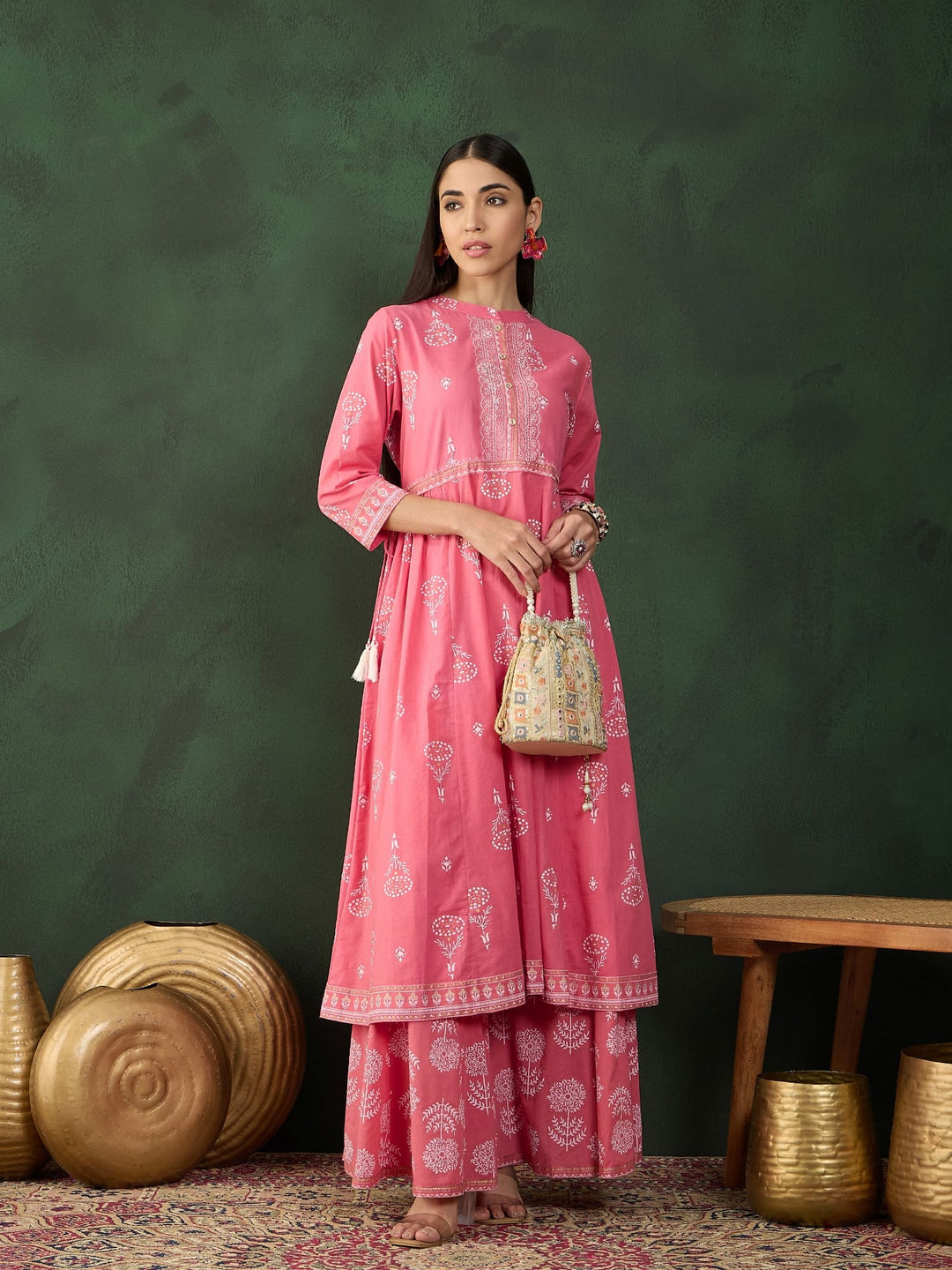 Pink Color Festive Wear Kurta Set