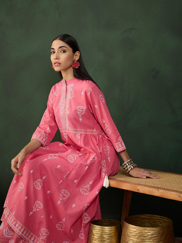 Pink Color Festive Wear Kurta Set