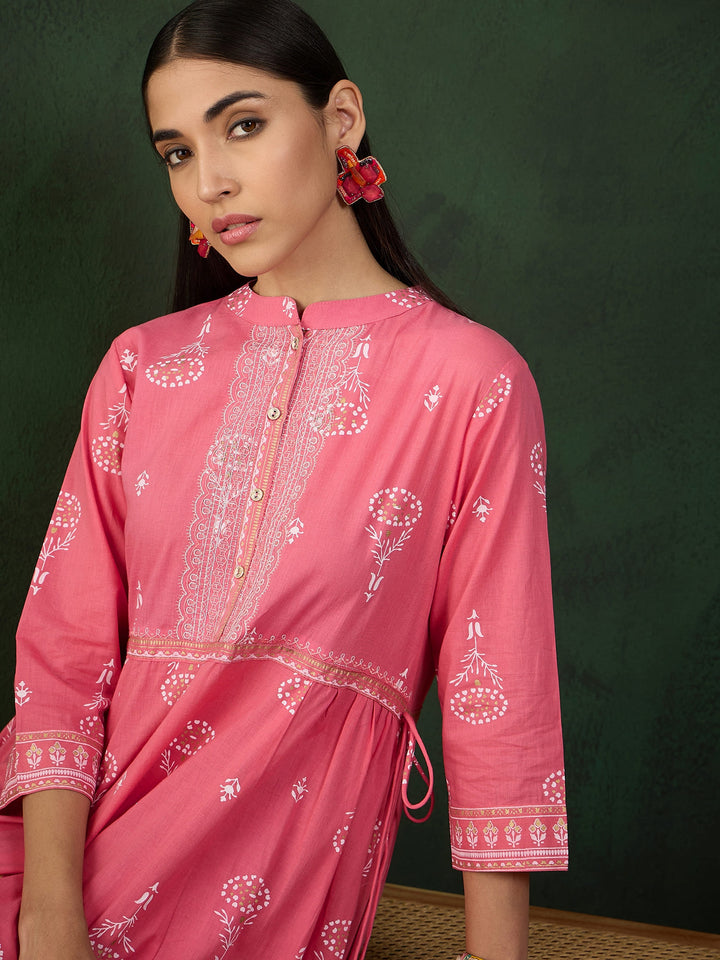 Pink Color Festive Wear Kurta Set