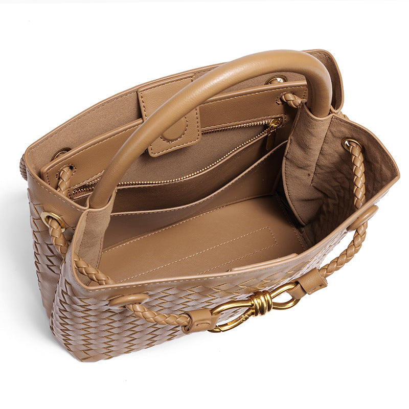 Women's Artisan Weave Tote - Expandable Crossbody with Butterfly Motif & Structured Silhouette