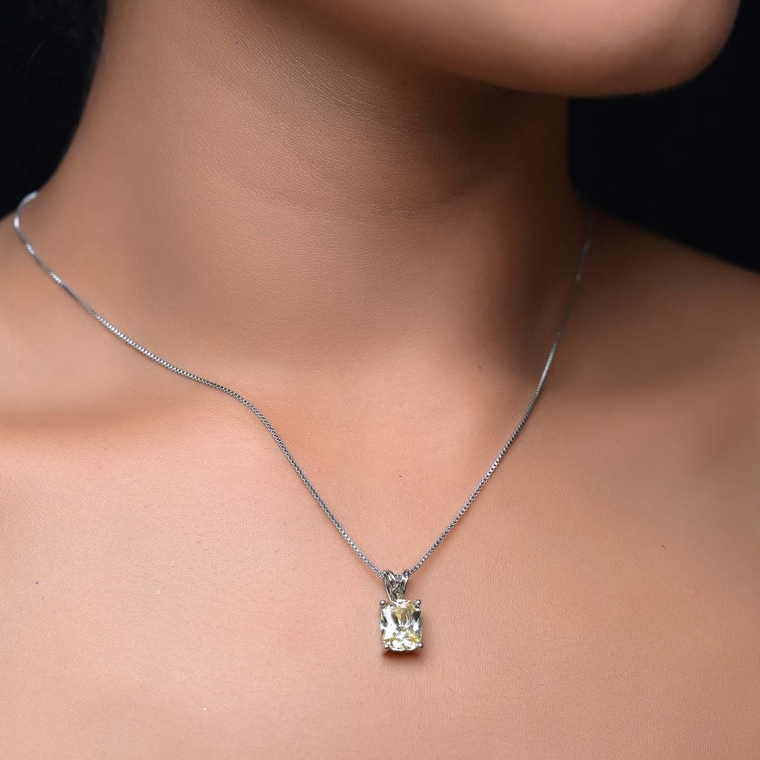 Margo Citrine Semiprecious Pendant With Silver Chain