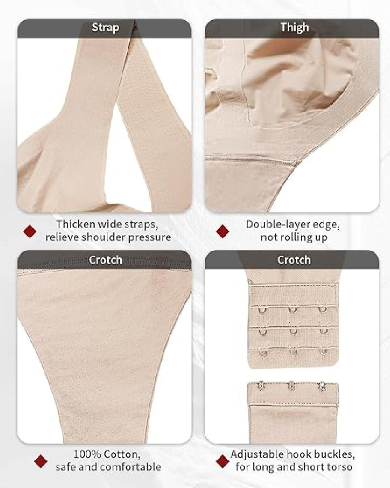 Shapshe® Women's Tummy Control Seamless Ice Silk Summer Bodysuit Compression V Neck Body Shaper  - By Qivii