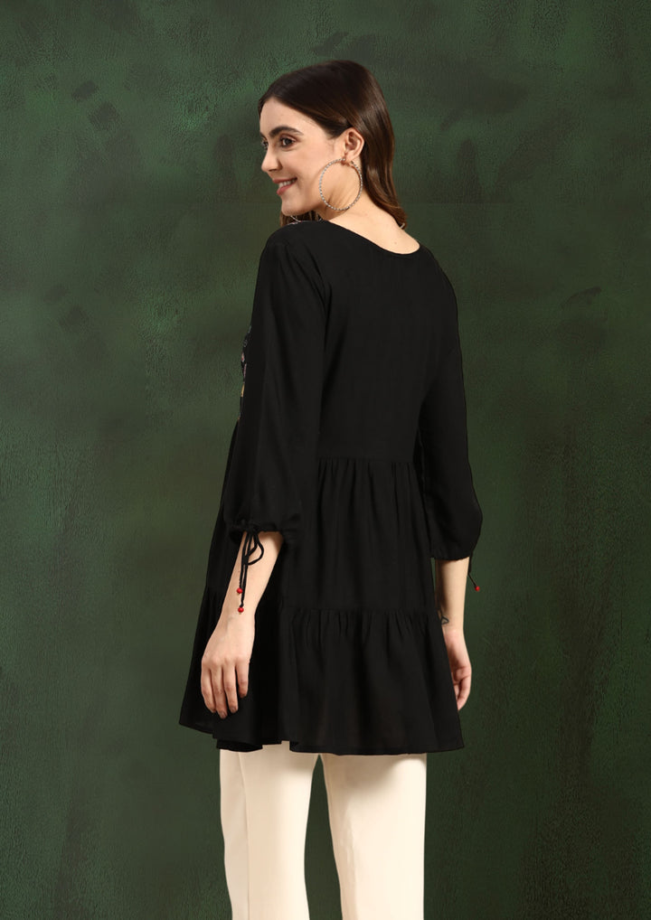 Black Color Festive Wear Short Top