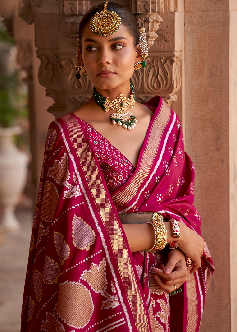 Raspberry Pink Zari Woven Soft Banarasi Silk Saree