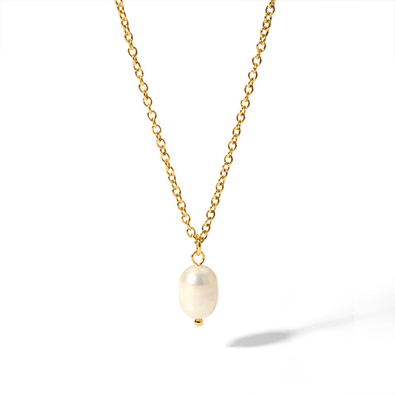 Freshwater Pearl Pendant High-grade 18k Golden Clavicle Chain Women's Fashion Necklace Ornament
