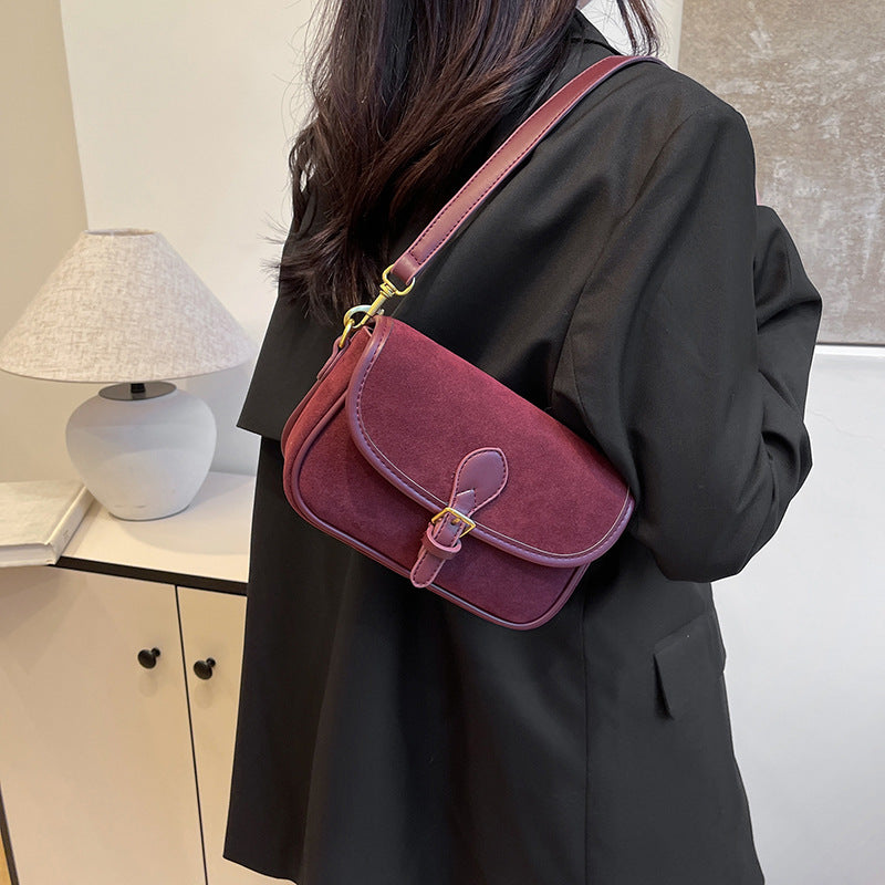 Women's Saddle Luxe Sling Bag - Matte Vintage Crossbody with Signature Buckle & Adjustable Wear
