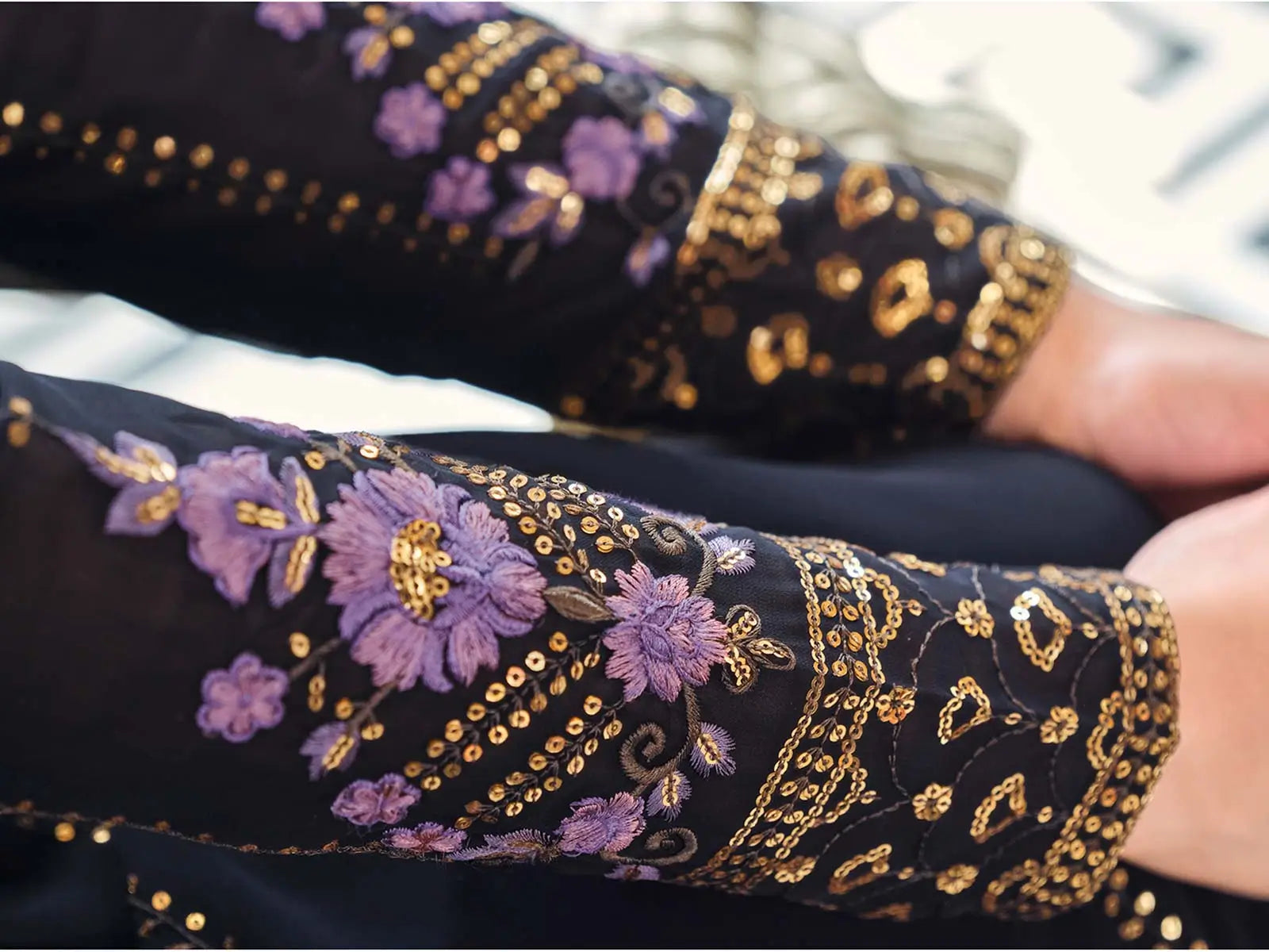 Dark Blue  Georgette Palazzo Salwar Suit With Thread And Sequins Embroidered Work - qivii