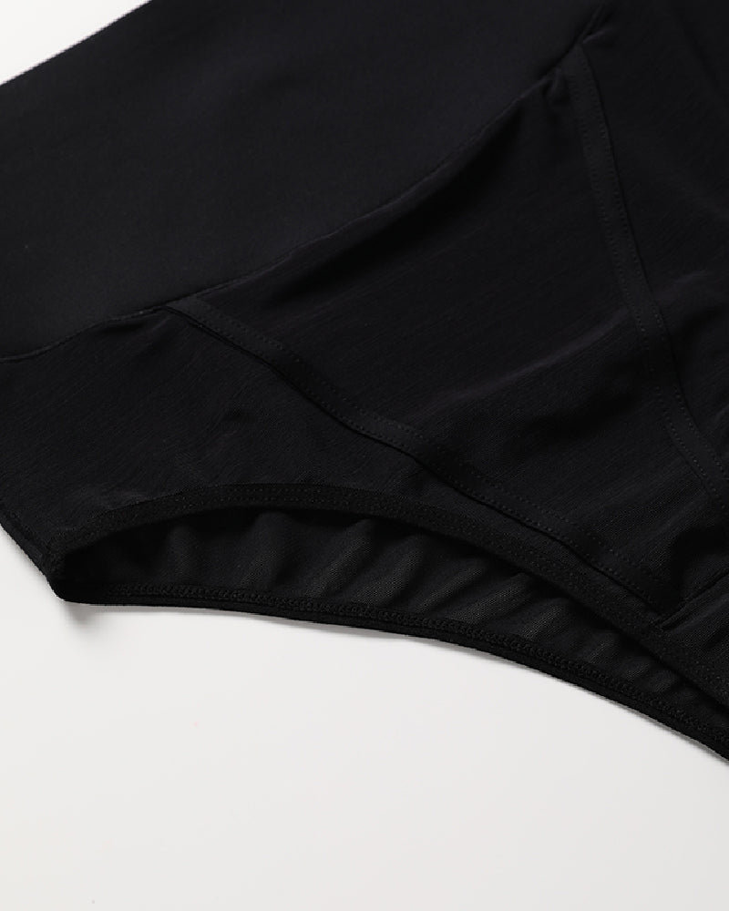 Mesh Waist Cincher Shaping Panties Pure Cotton Crotch Antibacterial Thong  - By Qivii