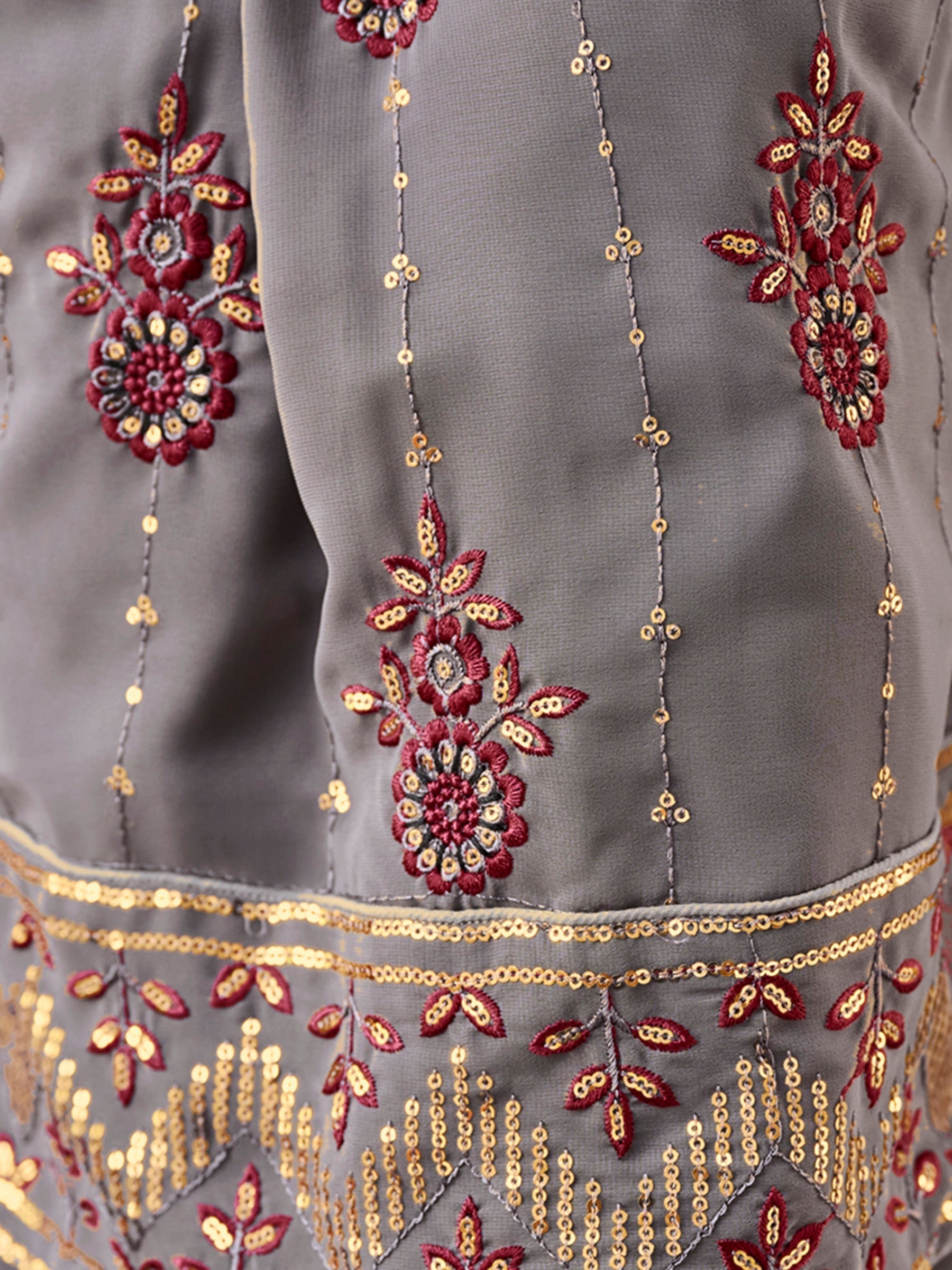  Fashionable and elegant grey sequin georgette wedding wear outfit