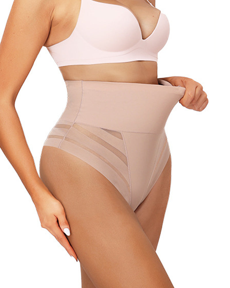 Women's Sexy Mid Waist Unique Lace Thong Body Shaper Seamless Girdle Panties  - By Qivii