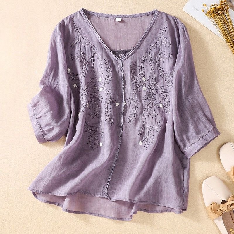 Celina Cotton-Linen Blouse  - By Qivii