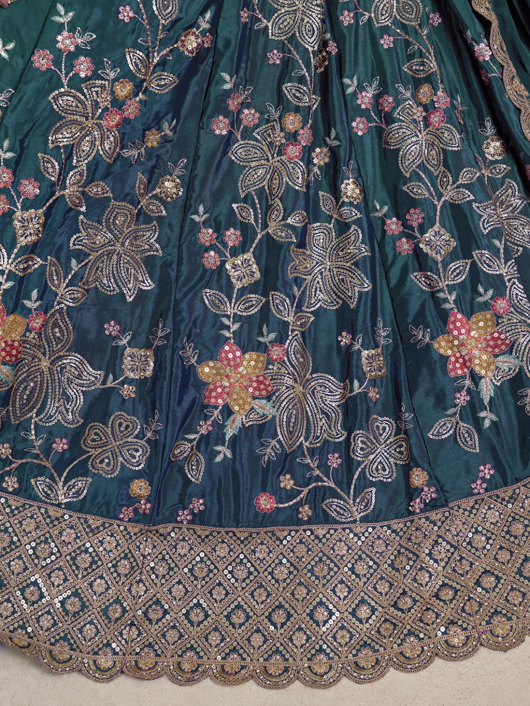 Stunning Sky blue Color Lehenga Choli with Golden Floral Detailing