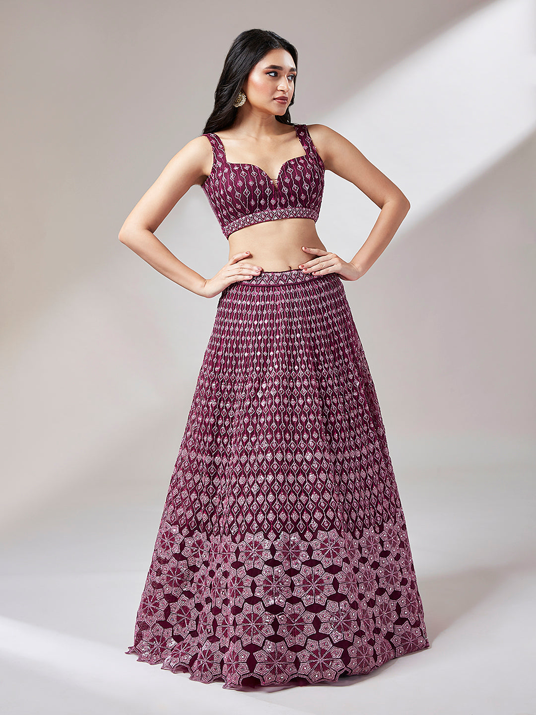 Heavy Sequins Embroidered Net Stitched Lehenga choli