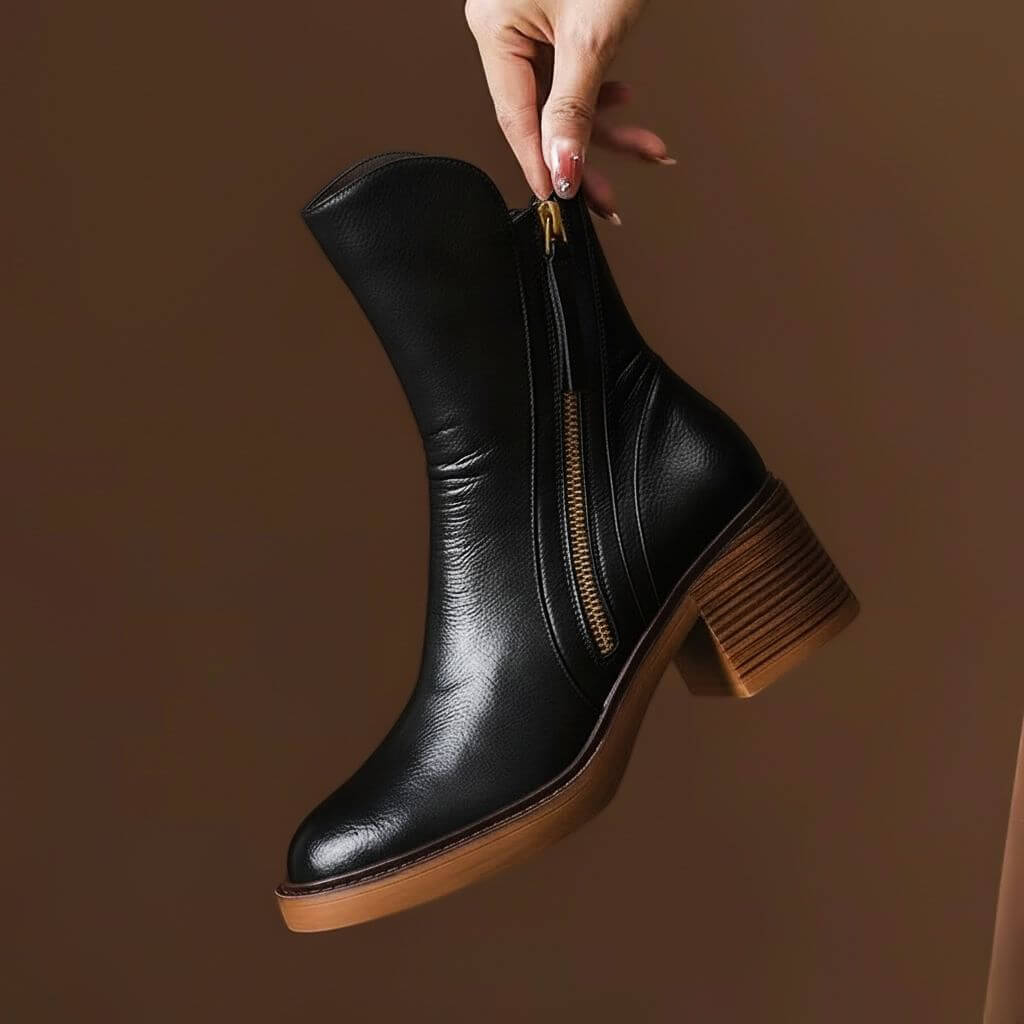 Aurelia Vellure Heel Ankle Boots  - By Qivii