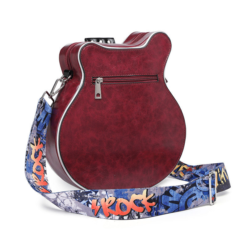 Women's Handmade Guitar-Shaped Shoulder Bag – Unique Bohemian Crossbody Purse, Vintage Creative Design Fashion Accessory