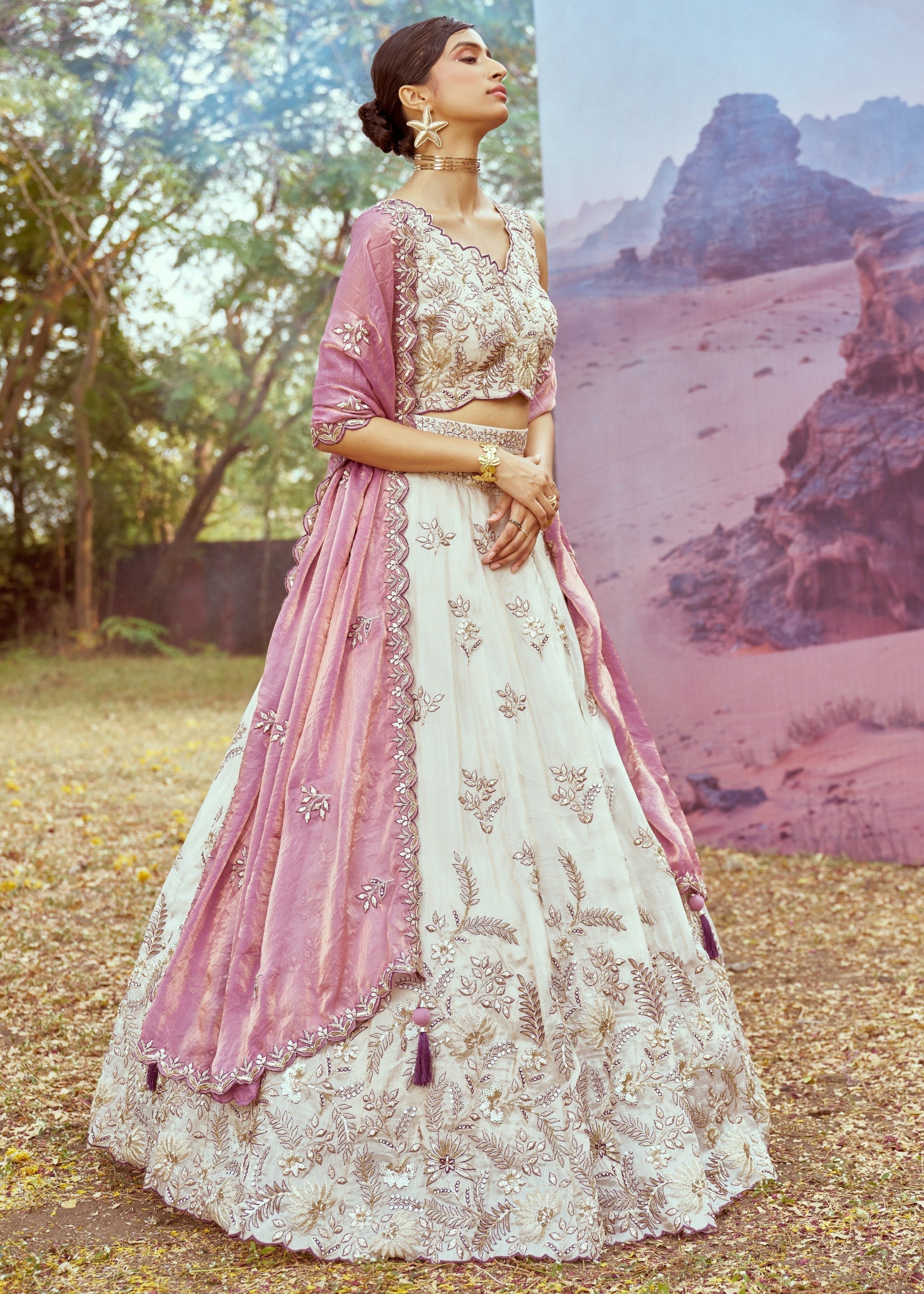 Purple Viscos fabric Sequins work Lehenga | Ready To Wear - qivii