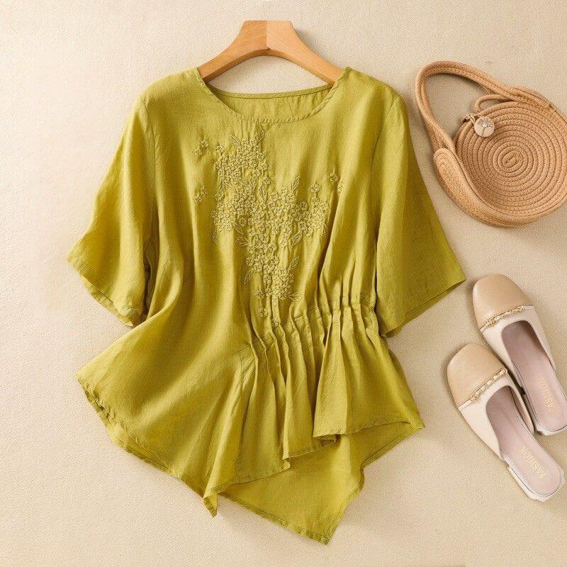 Elira Cotton-Linen Blouse  - By Qivii
