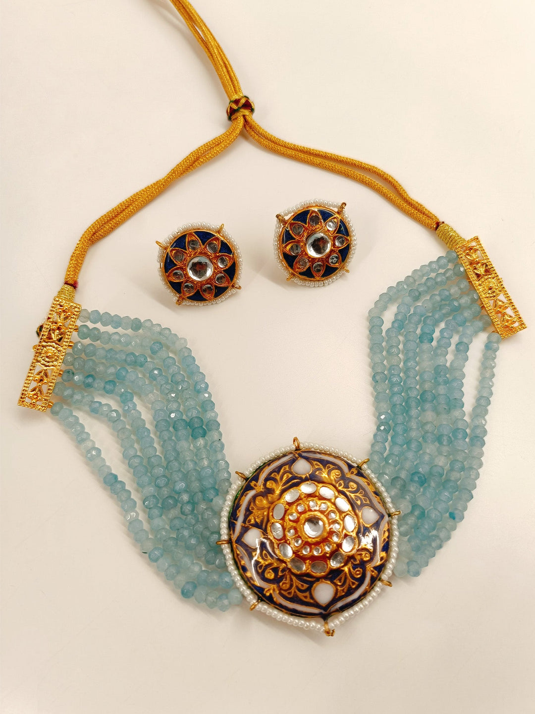 Livia Sky Blue Meenakari Choker Set