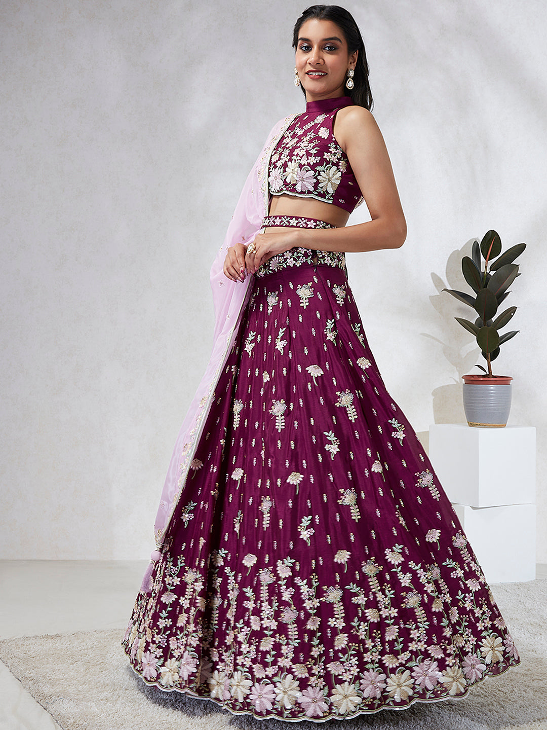 Georgette Sequins with Heavy Zarkan Embroidered Stitched Lehenga choli